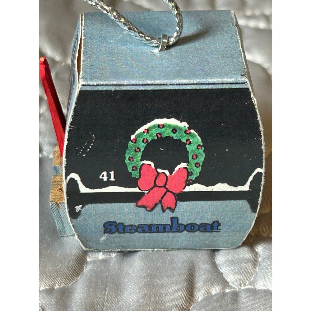 Wooden Steamboat Christmas’s Ornament collectible #41 Vintage